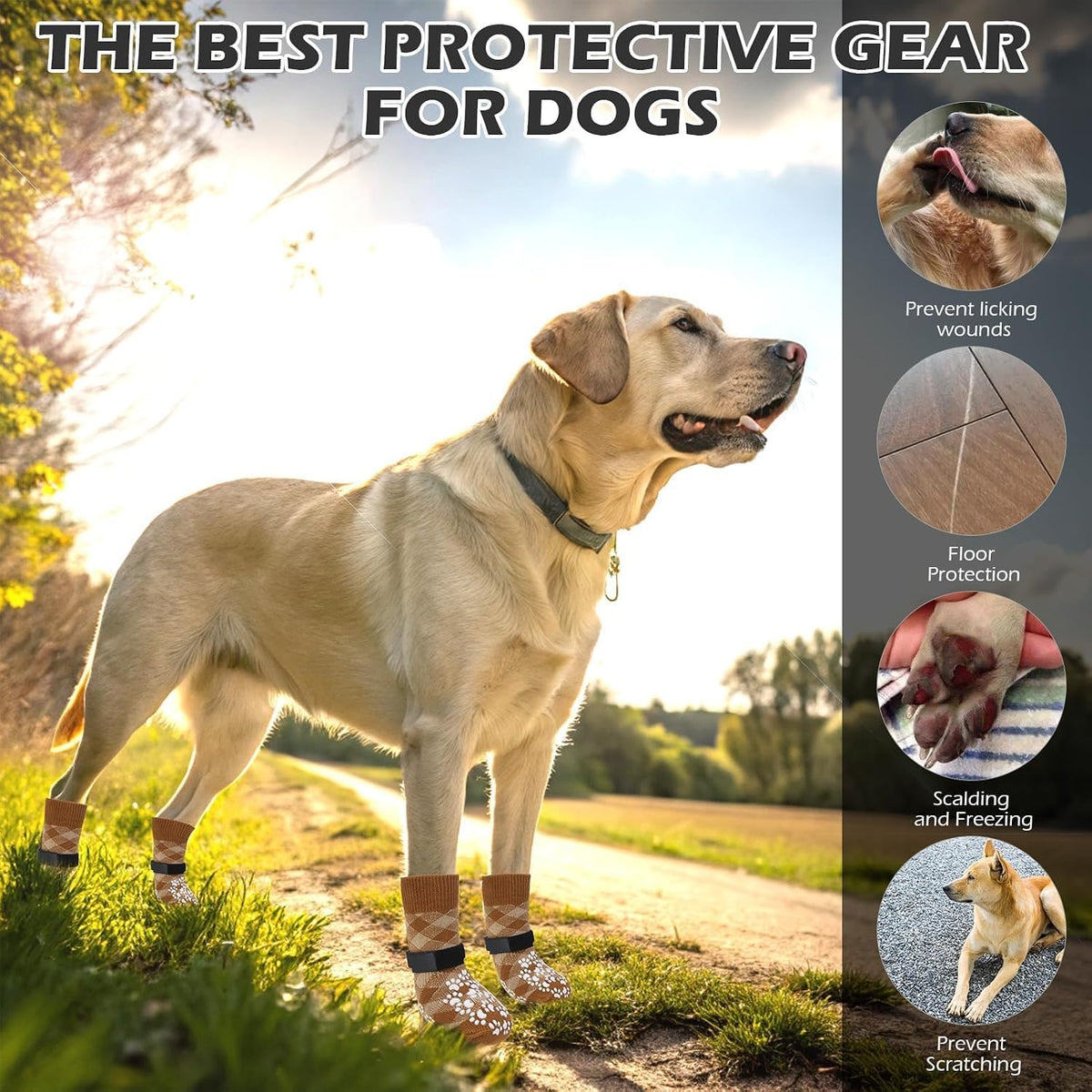 Dog socks packaging and size guide