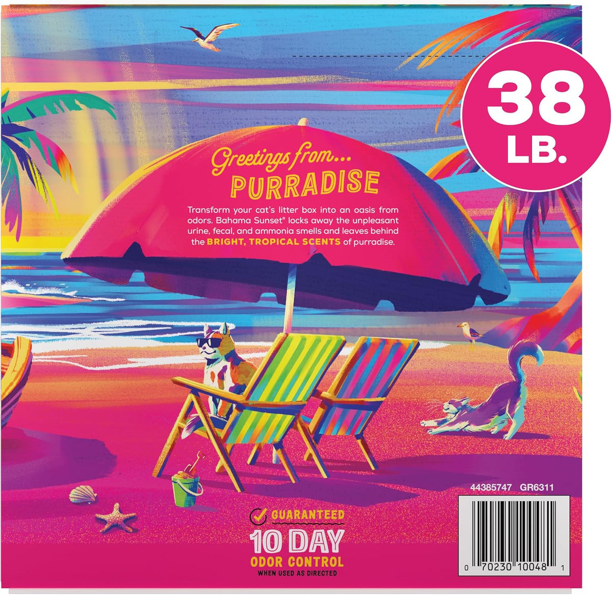 Back label of Purina Tidy Cats Bahama Sunset cat litter