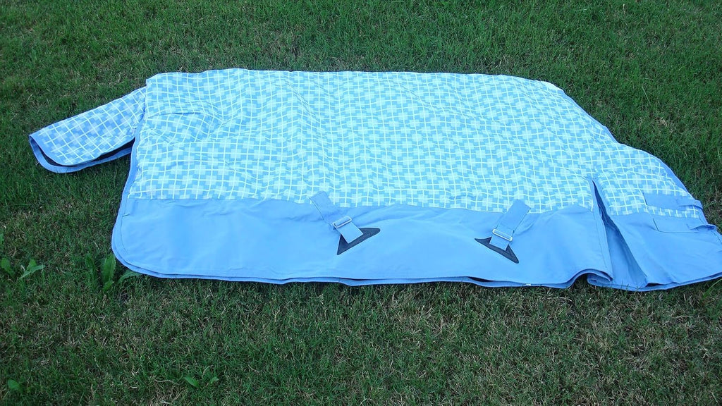 Hilason summer fly sheet folded showing sand color mesh