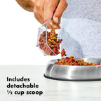 Push-button mechanism on OXO Pet POP container lid