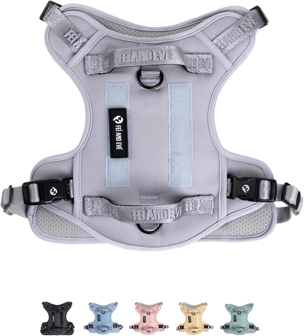 Fei & Eve Classic Dog Harness | 3-Point No-Pull Control, Dual Handle Support, Durable 900D Nylon, Tactical Patch Panel, Heavy Duty, Large (Pink) - Image 11