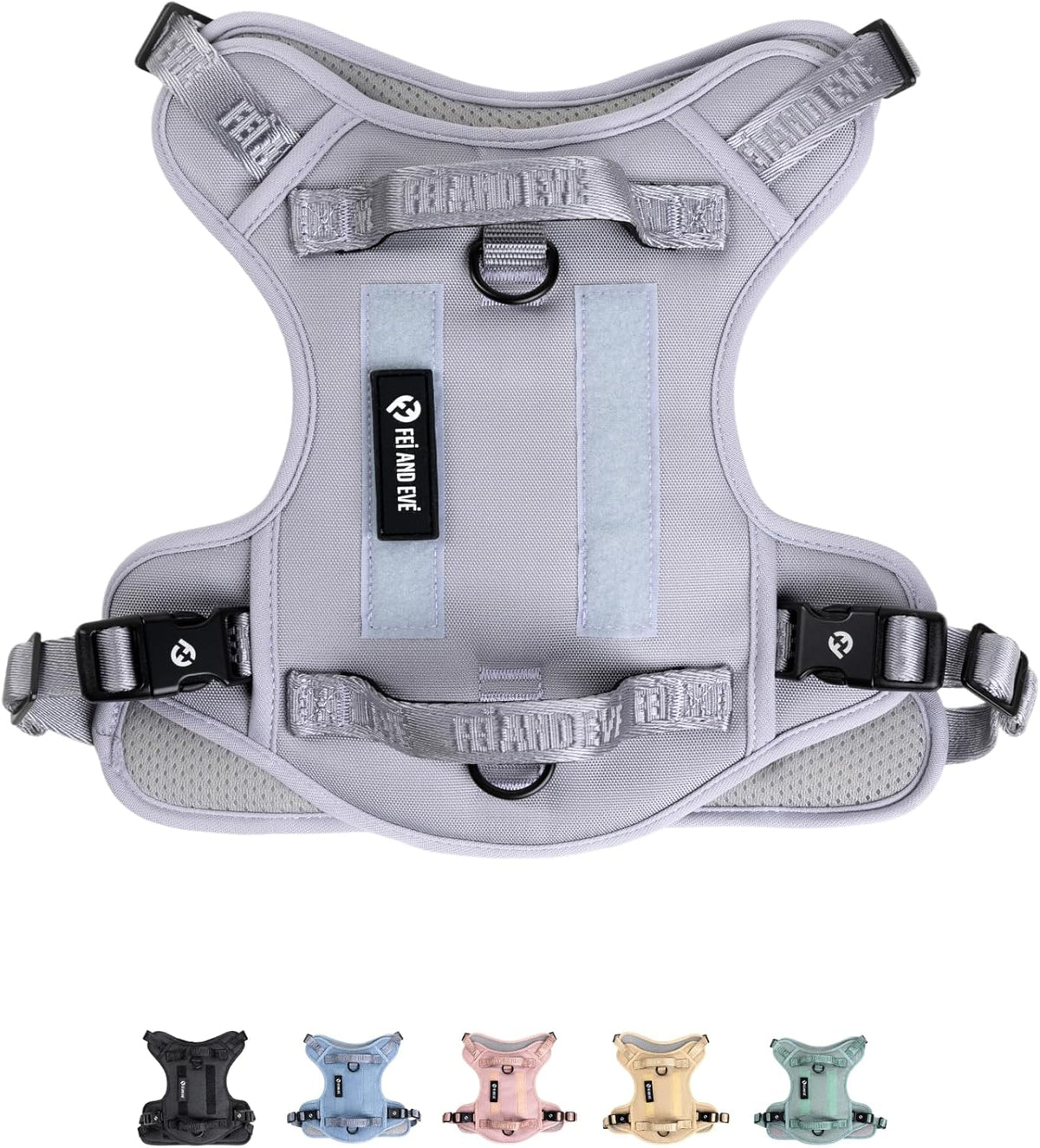 Fei & Eve Classic Dog Harness | 3-Point No-Pull Control, Dual Handle Support, Durable 900D Nylon, Tactical Patch Panel, Heavy Duty, Large (Pink) - Image 11