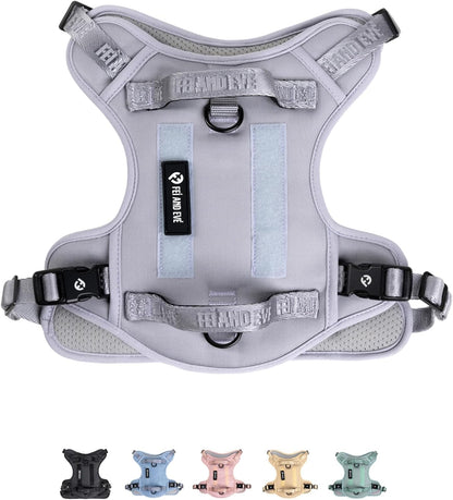 Fei & Eve Classic Dog Harness | 3-Point No-Pull Control, Dual Handle Support, Durable 900D Nylon, Tactical Patch Panel, Heavy Duty, Large (Pink) - Image 11