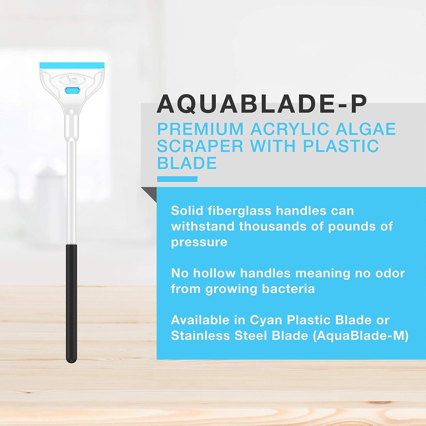 Authentic twenty-four-inch premium acrylic safe algae scraper with fiberglass handle