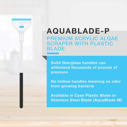 Authentic twenty-four-inch premium acrylic safe algae scraper with fiberglass handle
