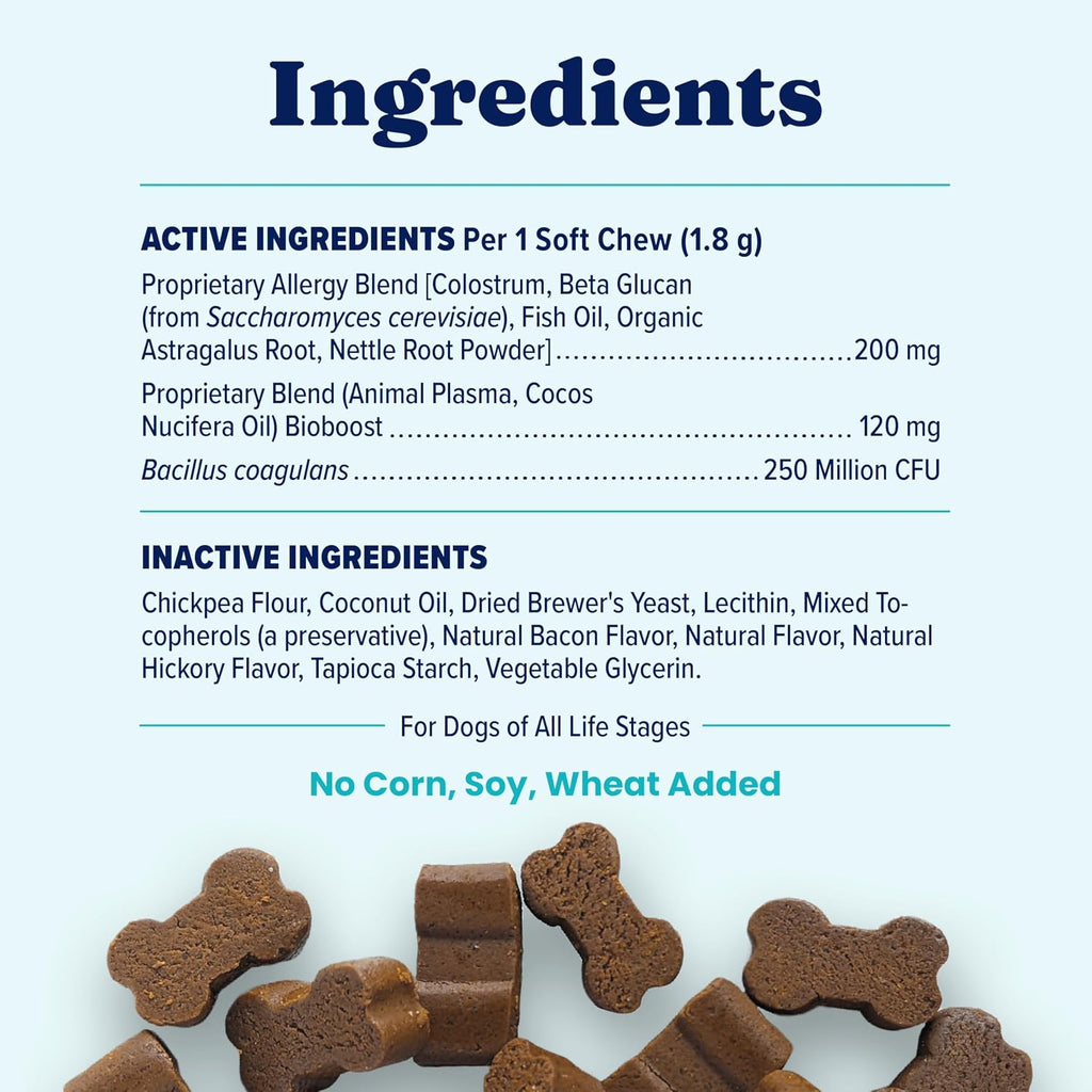 Dog anti itch soft chews for seasonal skin irritation support