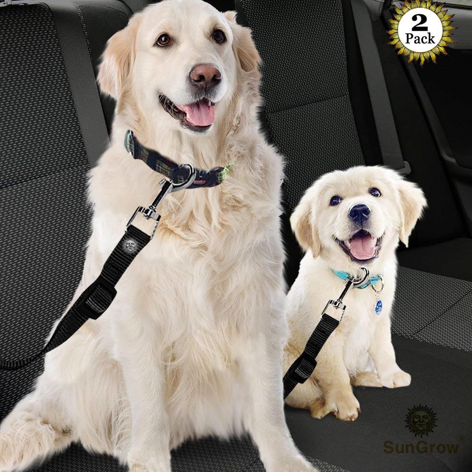 Two pack SunGrow pet seat belt for vehicles