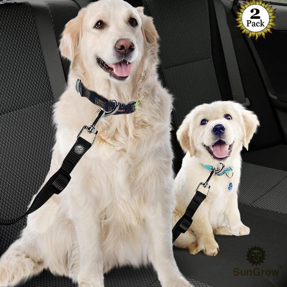 Two pack SunGrow pet seat belt for vehicles