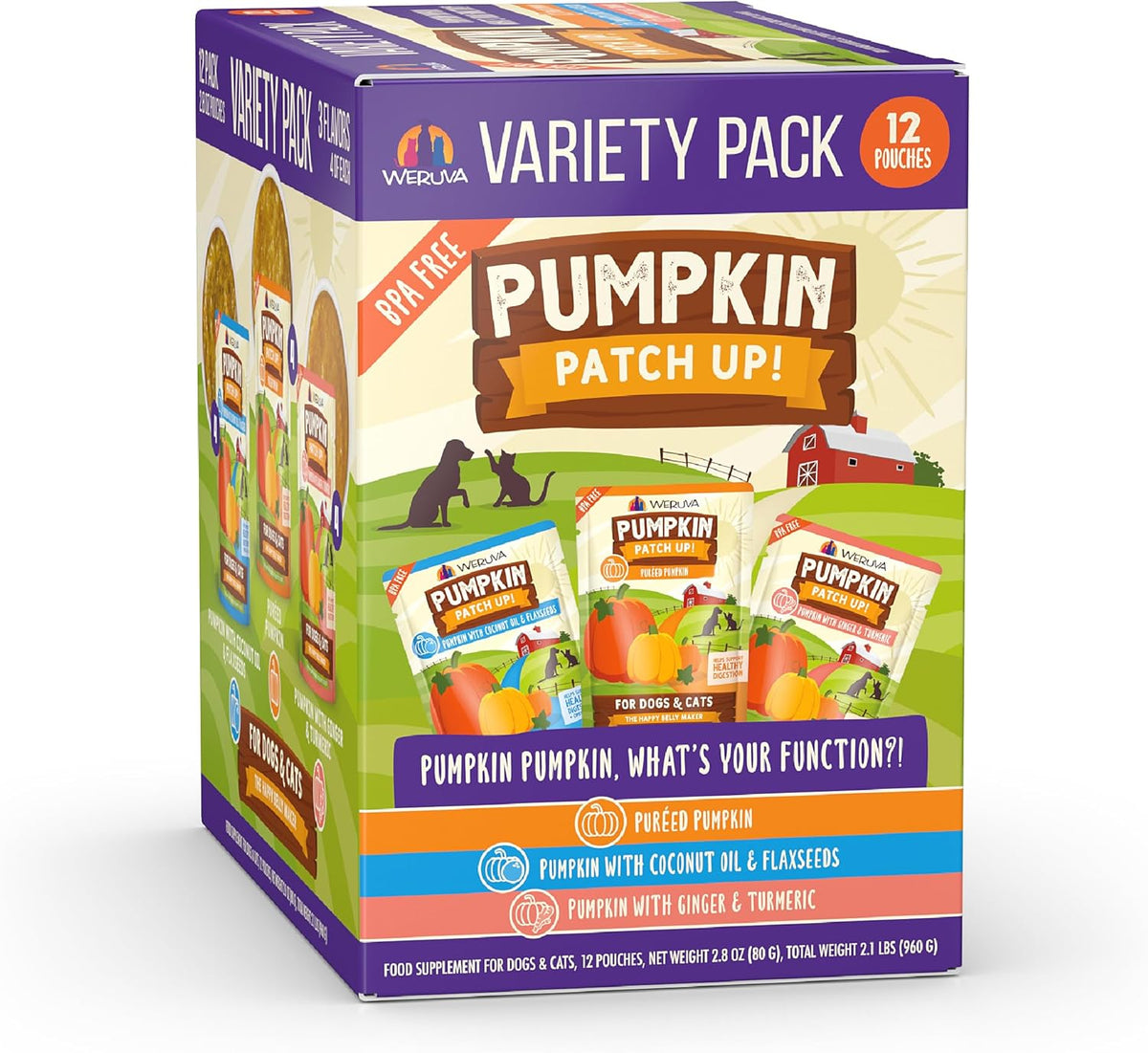 Weruva Pumpkin Patch Up!, Pumpkin Puree Pet Food Supplement for Dogs & Cats, 2.80oz Pouch (Pack of 12) - Image 10