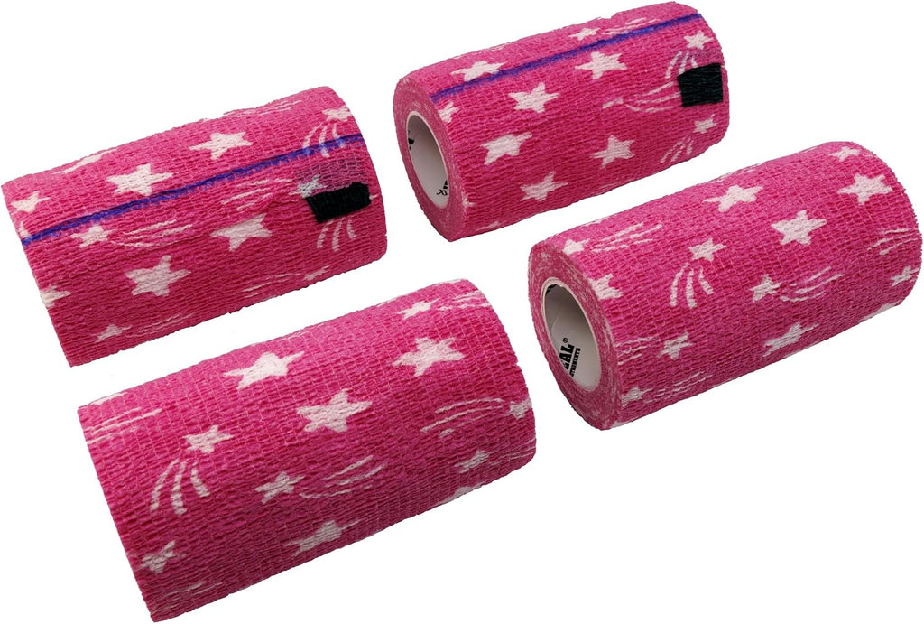 Neogen veterinary wrap hot pink star pattern showing roll detail