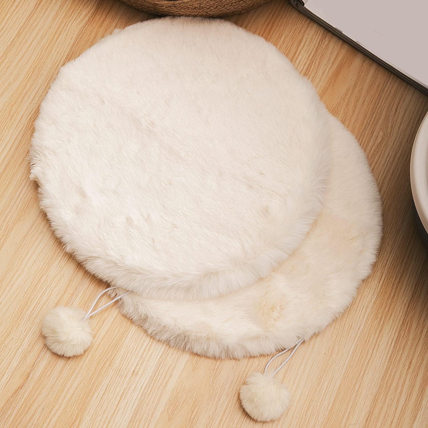SHENGOCASE 2-Pack 14" Round Faux Rabbit Fur Cat Dog Bed Cushion Pad Mat, Cat Tree Tower Replacement Cushion Pad for Window Perch Carrier House Cage Crate Kennel Furniture - Image 9