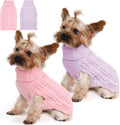 Lorehelina cable knit small dog sweater front view in pastel pink