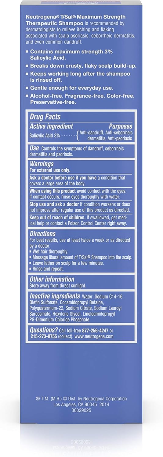 Neutrogena T/Sal Therapeutic Shampoo, Scalp Build-Up Control 4.5 oz, 130 fl oz - Image 5