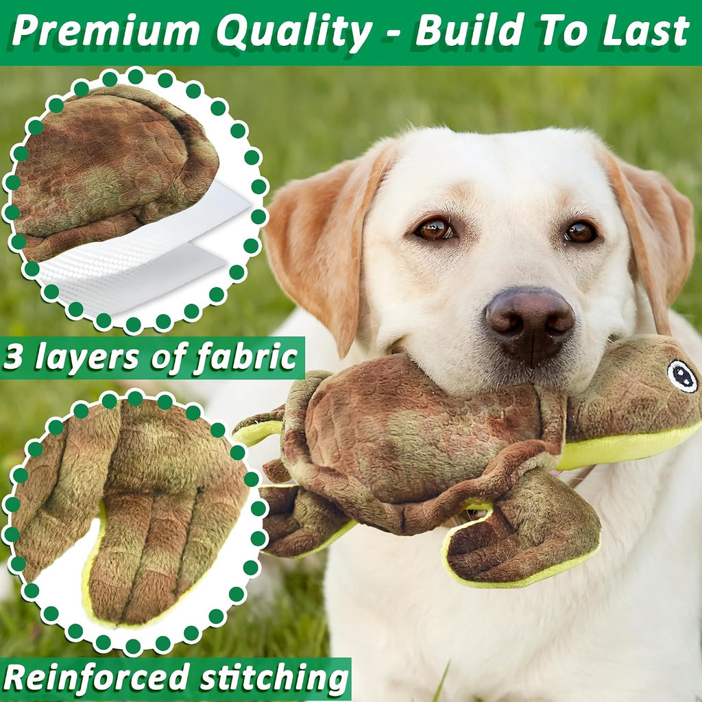 Small and medium dogs playing with Lechong woodland squeaky toys