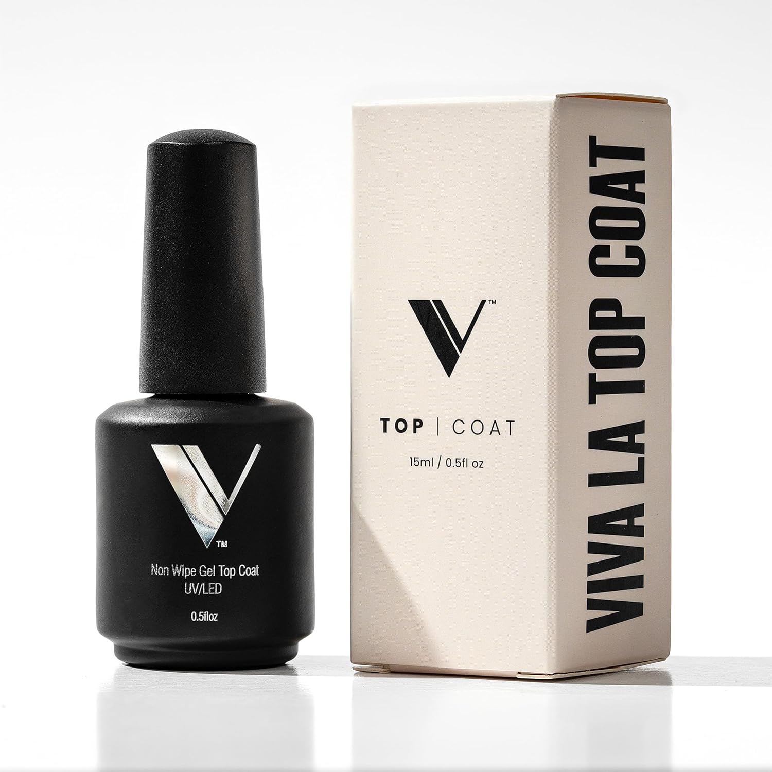 V Beauty Pure No Wipe Gel Top Coat 15ml bottle front view professional salon grade nail polish sealer