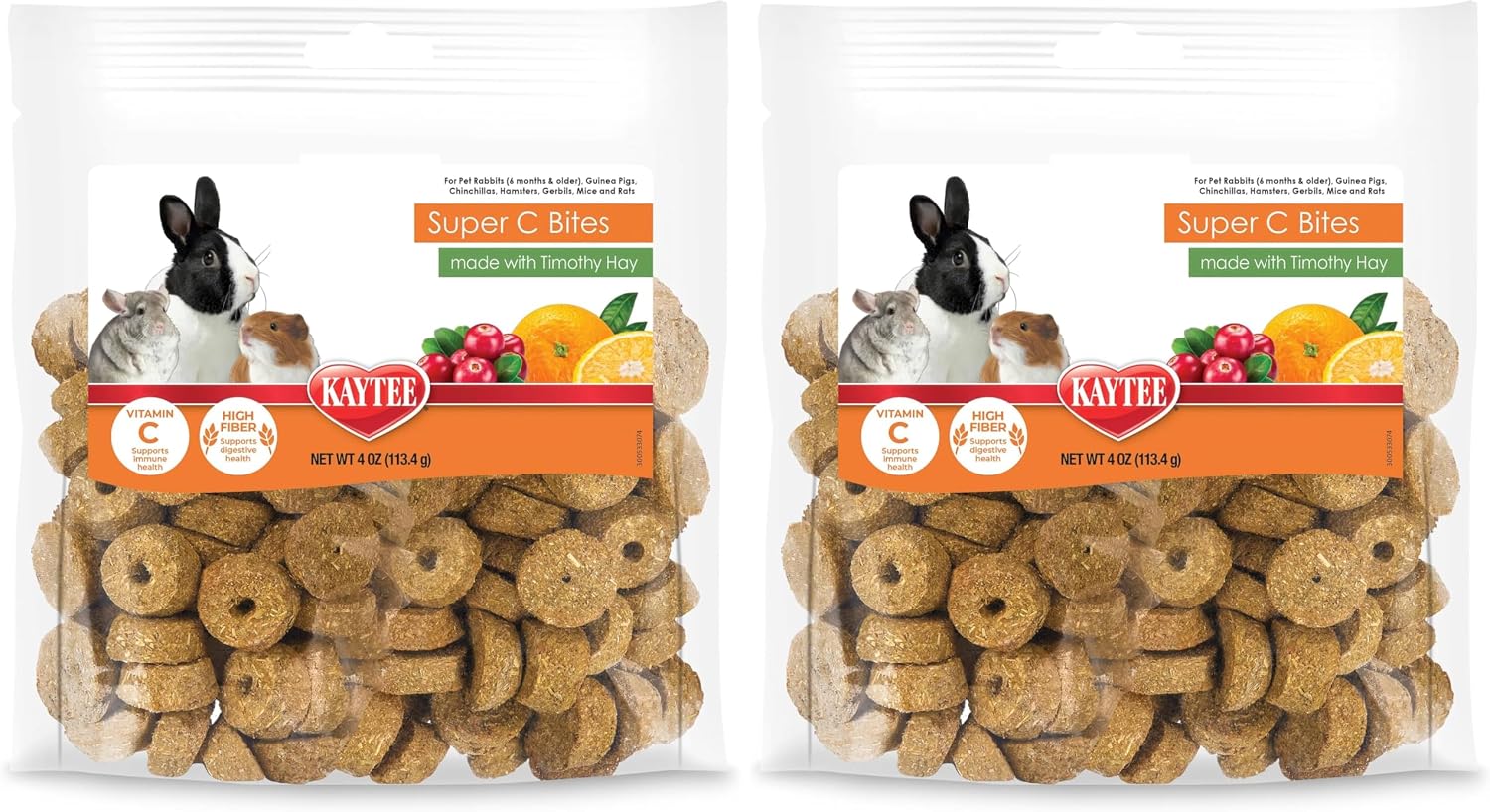 Kaytee Super C Bites Treat For Pet Guinea Pigs, Adult Rabbits, Chinchillas, and Other Small Animals, Cranberry and Orange, 4 oz - Image 11
