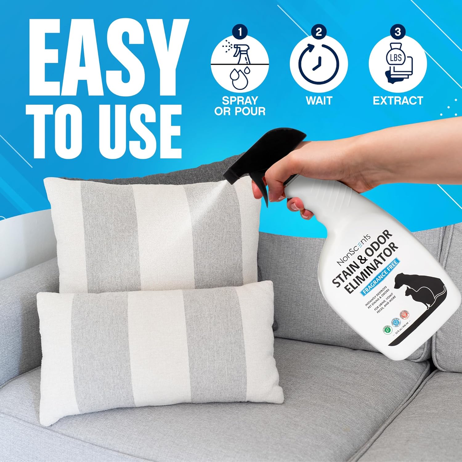 Using NonScents spray on a fabric sofa