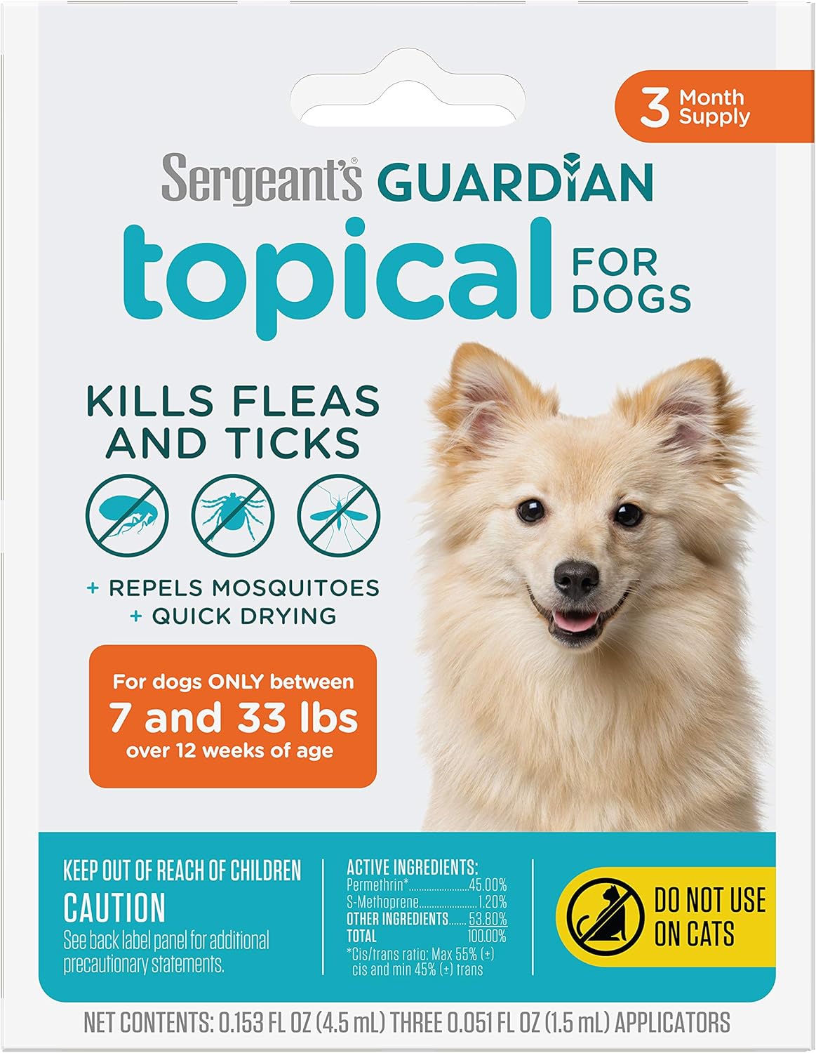 Sergeant's Guardian topical flea and tick prevention for small dogs 7 to 33 lbs