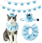 Cat Princess Costumes Cat Crown Hat & Lace Bandana Scarf Set, Puppy Party Hat for Small Dogs & Cats, Lace Outfit for Cats and Small Dogs Birthday Party (Pink) - Image 11