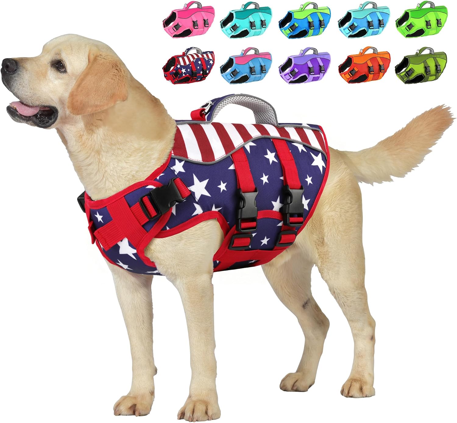 Petglad Dog Life Jacket, High Buoyancy Dog Life Vest with Handle for Swimming Boating, Adjustable Swimming Vest with Reflective Trim for Small Medium Large Dogs - Pink, L - Image 14