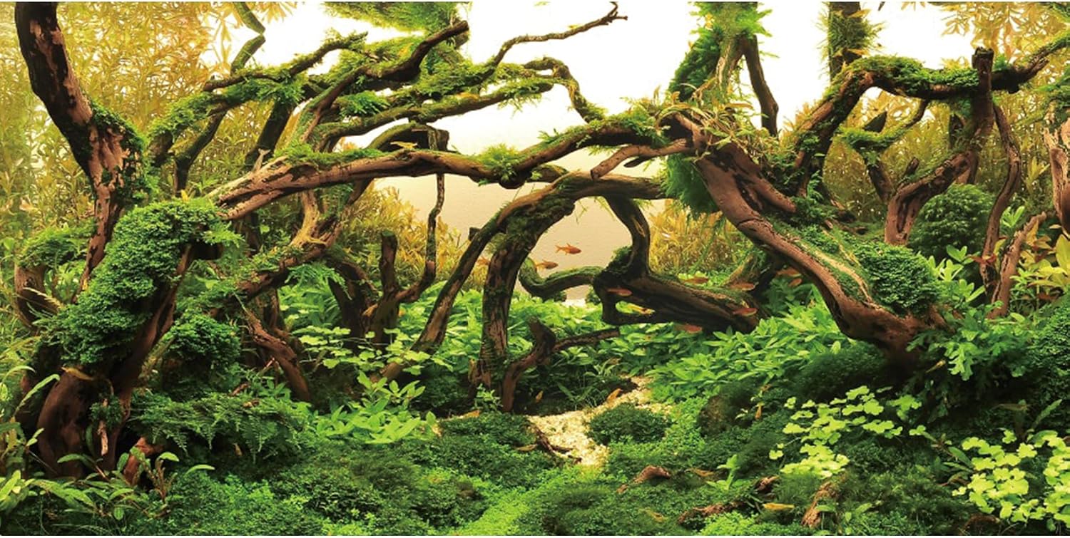 AWERT aquarium background branches front view natural river bed fish tank backdrop