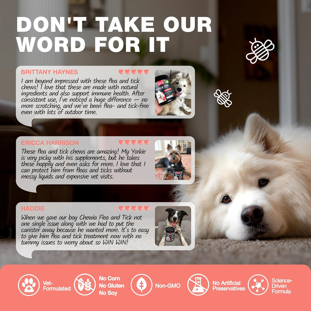 Chewia flea and tick prevention for dogs chewables nutritional facts