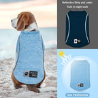 Side profile of blue Kyeese dog shirt with reflective stripe