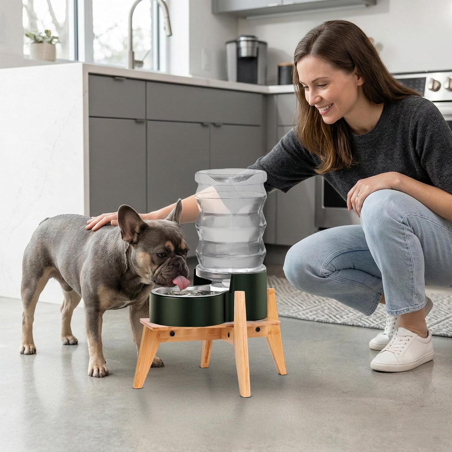 ZPirates ergonomic raised dog water station stand for home floors