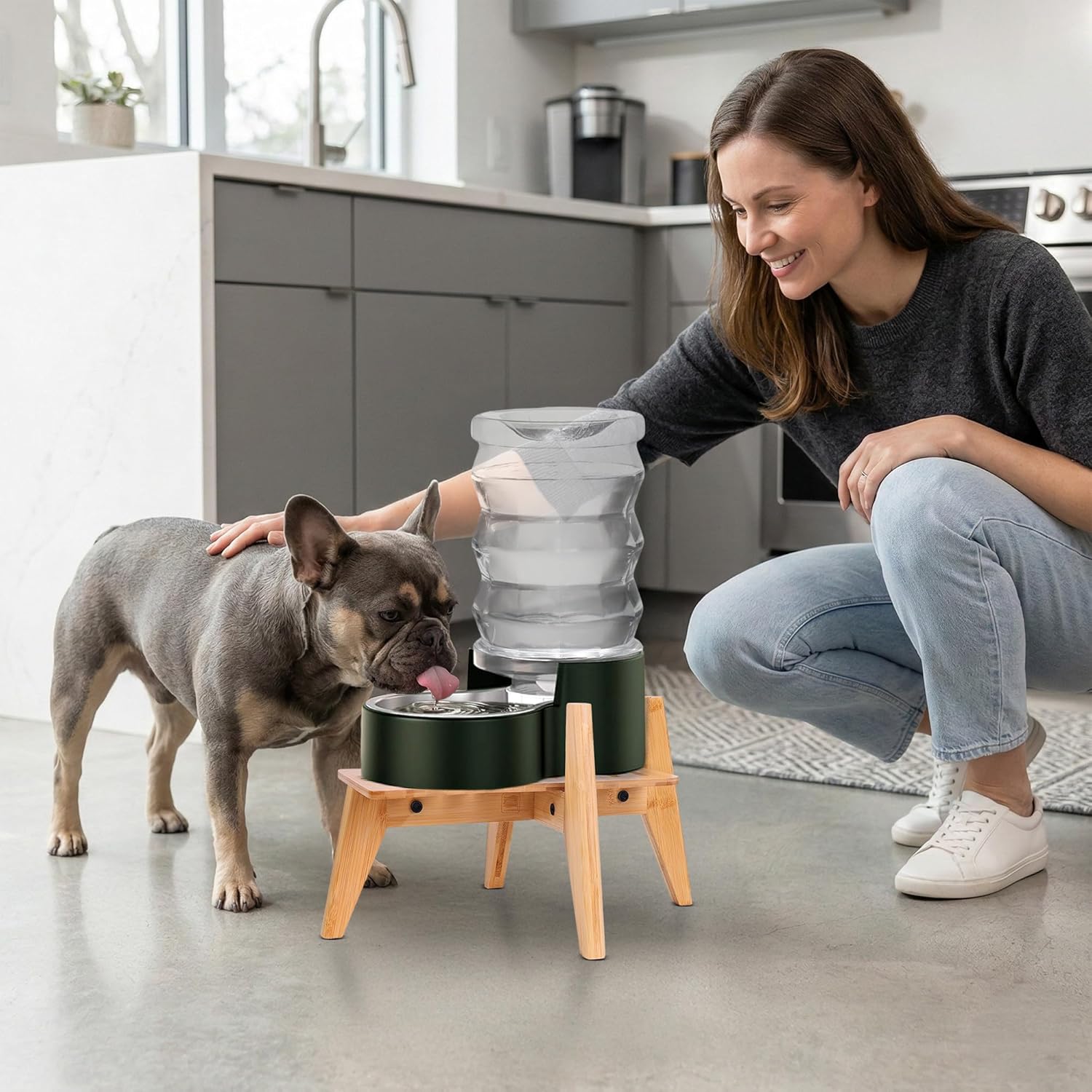 ZPirates ergonomic raised dog water station stand for home floors
