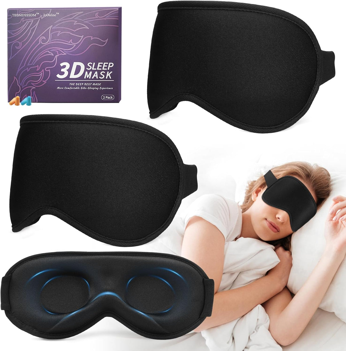 Tbsmdsssdm 3D memory foam sleep mask front view