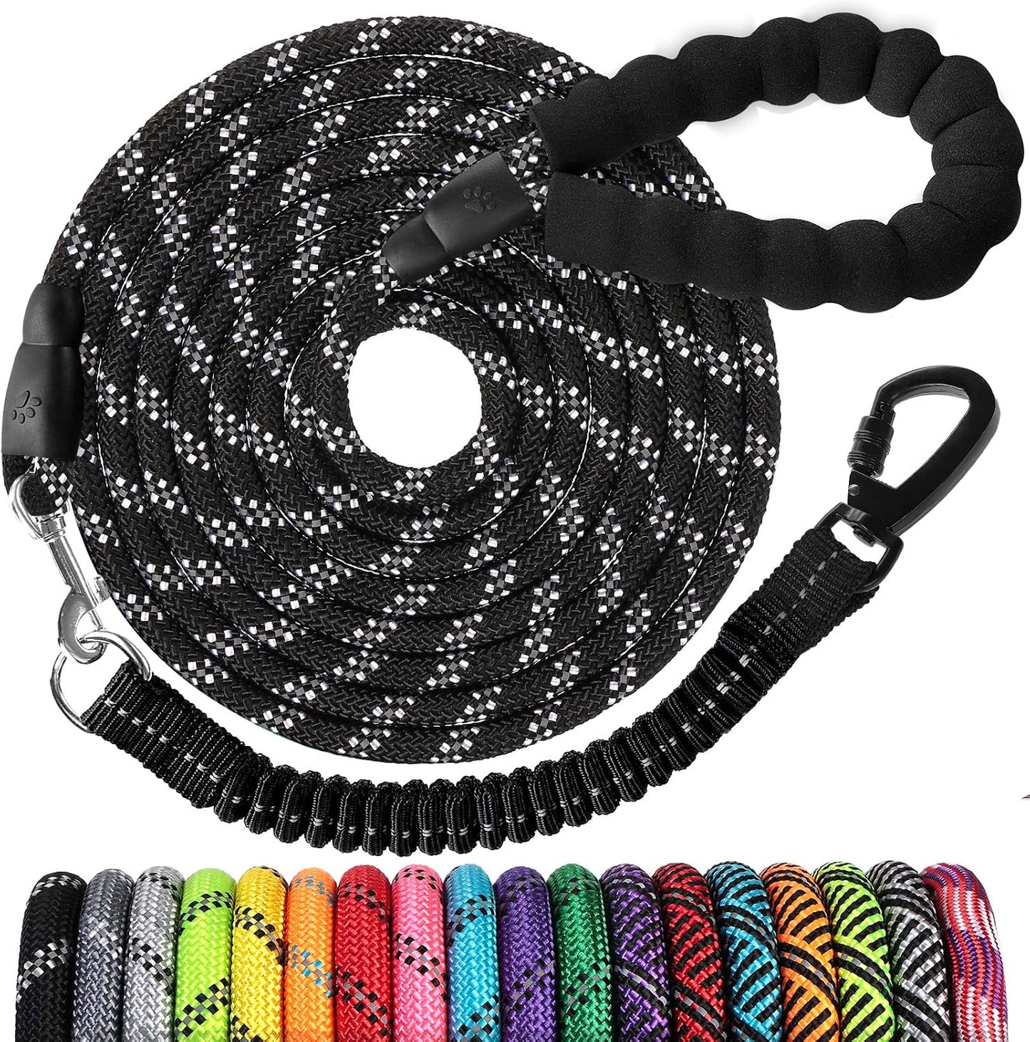 Jenico long dog leash 15 feet front view heavy duty training rope lead