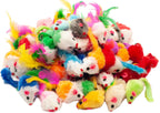 Close up of premium imported cat toys with synthetic fur skins.