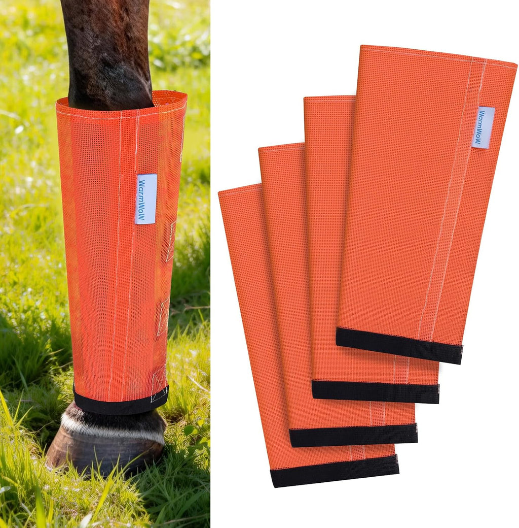Fly Boots for Horses Set of 4, Loose Fitting Mesh Horse Fly Boots Leggings, Reduce-Stomping Adjustable Equine Leg Wraps & Socks, Stay Up Not Sag, No Rub (Pink) - Image 14