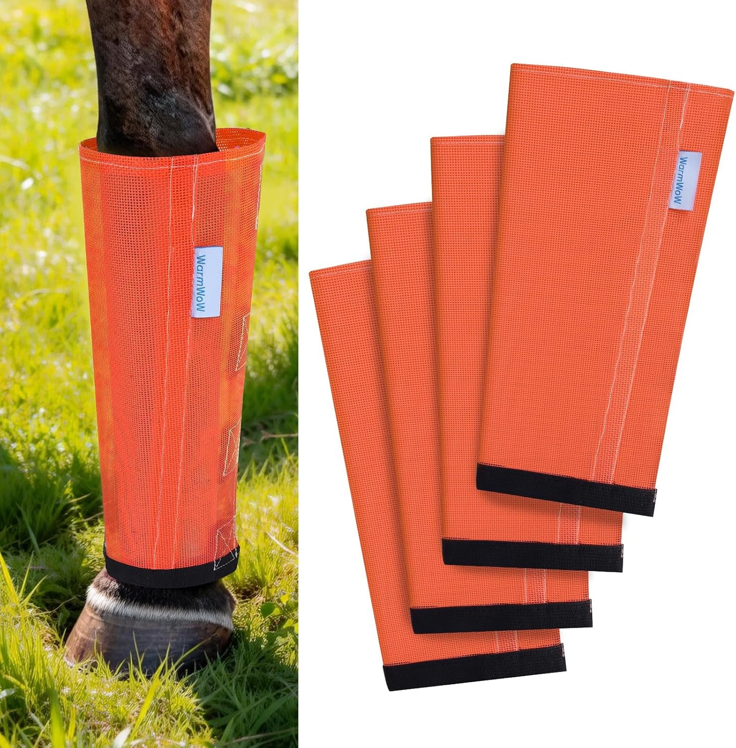 Fly Boots for Horses Set of 4, Loose Fitting Mesh Horse Fly Boots Leggings, Reduce-Stomping Adjustable Equine Leg Wraps & Socks, Stay Up Not Sag, No Rub (Pink) - Image 14