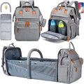 KABAQOO baby diaper bag backpack front view in grey
