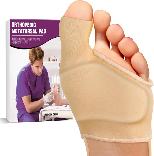 LEOWEER Orthopedic Metatarsal Pad front view showing breathable mesh and gel cushion.