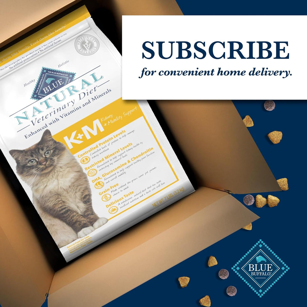 Blue Buffalo Natural Veterinary Diet K+M Kidney + Mobility Support Dry Cat Food, Chicken 7-Lb Bag - Image 10