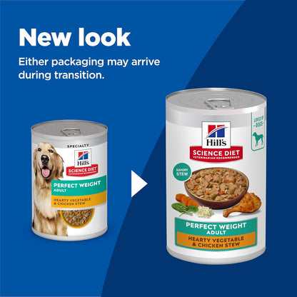 Hills Science Diet chicken and vegetable stew canned dog food weight management formula