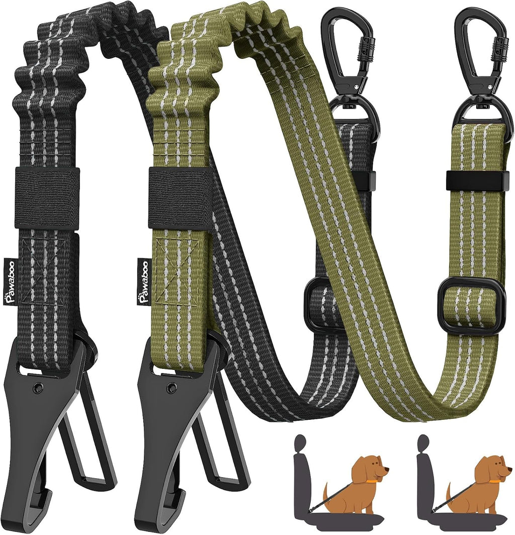 Pawaboo 2Pack Dog Seatbelt for Car,3-in-1 Dog Car Seat Belt Bungee,Shockproof Dogs Tether for Cars with Buckle&Hook Latch, Adjustable Reflective Dogs Cars Harness Leash with 360 degrees Lockable Buckle,Black - Image 10