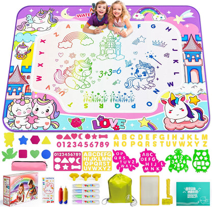 JZSIJ water doodle mat front view with backpack