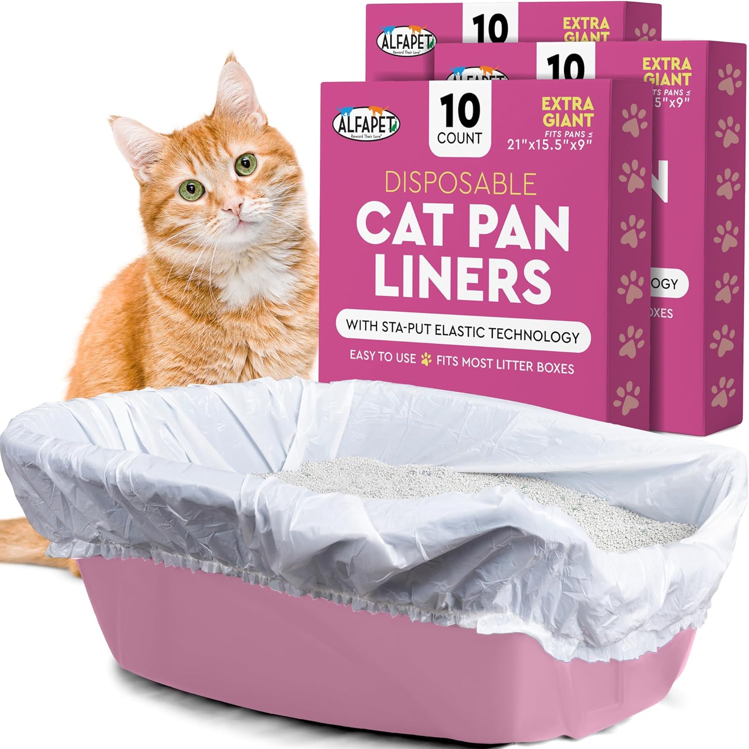Alfapet Cat Litter Box Liners Large 12 Count - Tear-Resistant Cat Litter Bags - Waterproof Kitty Litter Liners - Fits Litterbox Pan Sizes Medium and Large, 31" x 17", 20 lb Capacity - Image 9