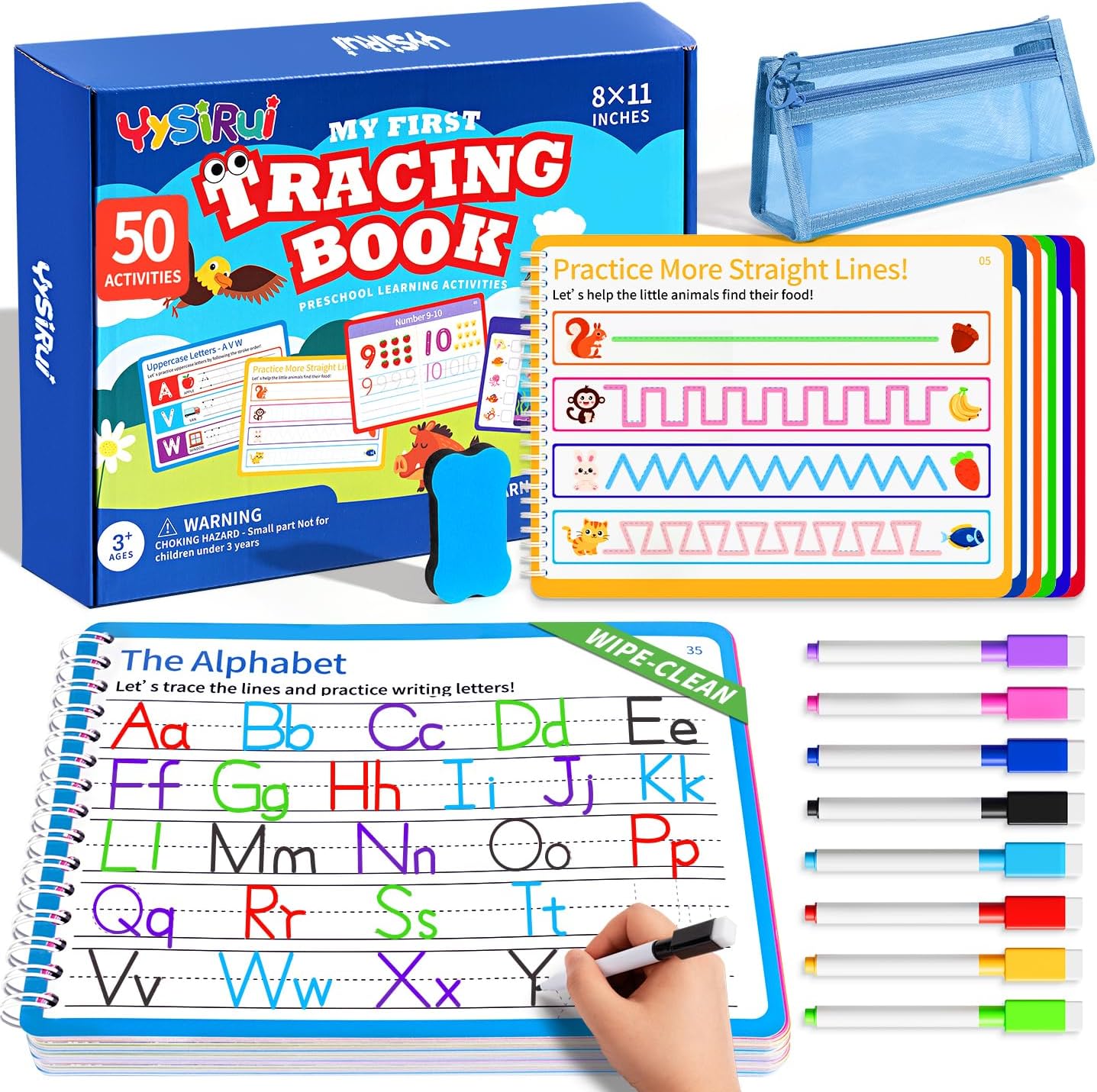Momo And Nashi preschool learning activities tracing book front view package with colorful markers
