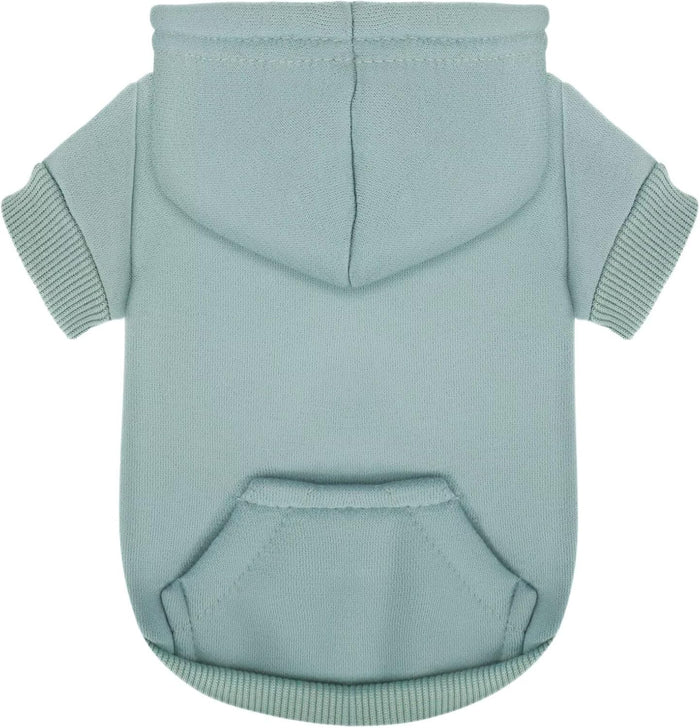 Paiaite puppy sweatshirt back view showing mini snack pocket and hat