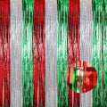 Silver's foil fringe curtain three pack front view metallic tinsel backdrop decorations