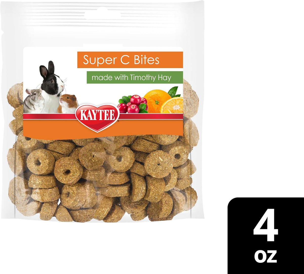 Kaytee Super C Bites Treat For Pet Guinea Pigs, Adult Rabbits, Chinchillas, and Other Small Animals, Cranberry and Orange, 4 oz - Image 10