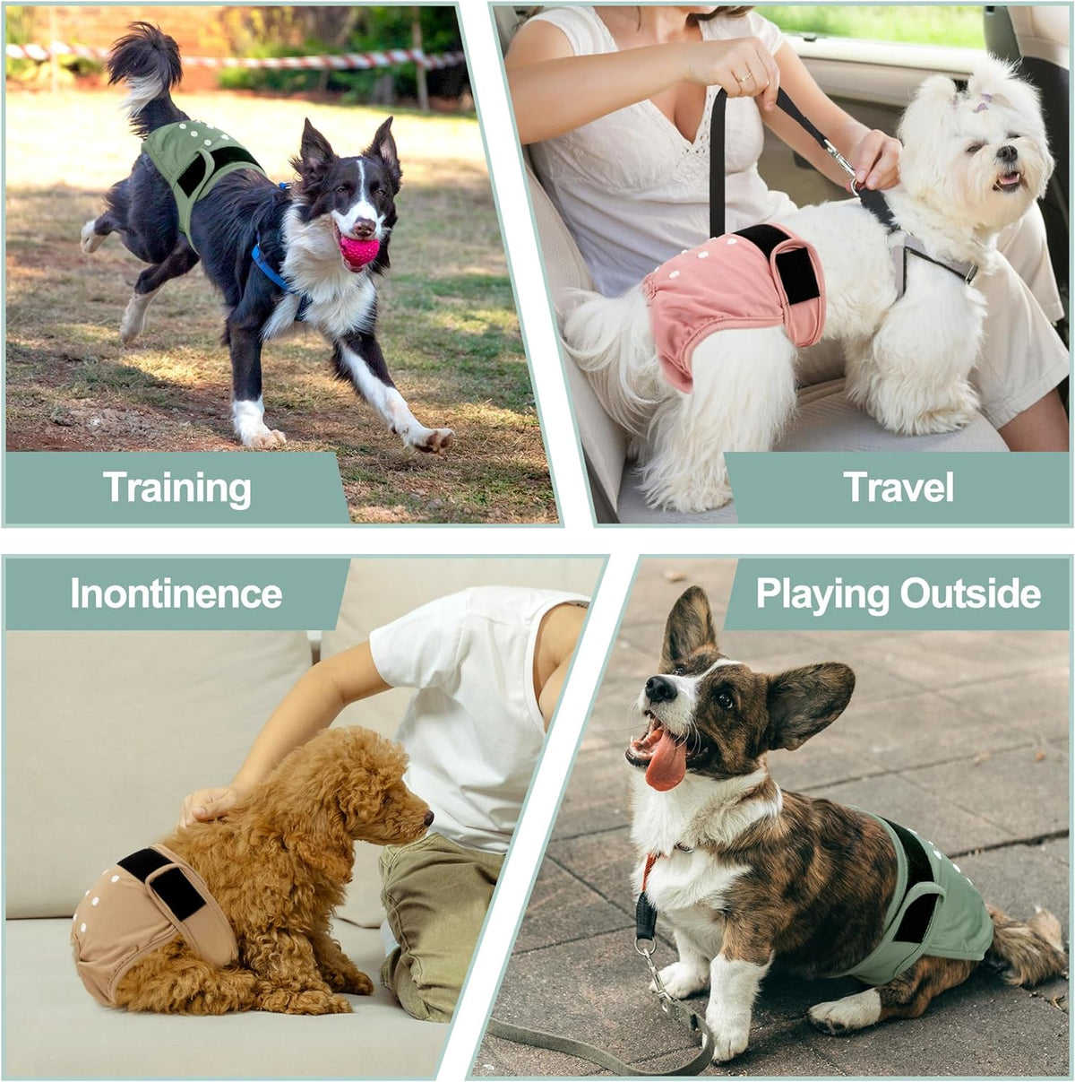 Grecle female puppy diapers pink color close up view of durable stitching and premium materials.