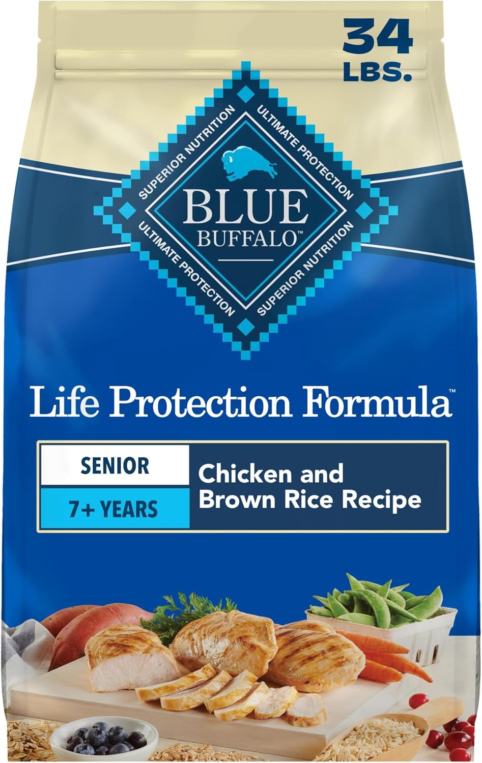 Blue Buffalo Life Protection Formula Chicken & Brown Rice Senior Dry Dog Food, Supports Immunity with Antioxidant-Rich LifeSource Bits, Promotes Healthy Muscle Development, Skin & Coat Health, 40 lbs - Image 13
