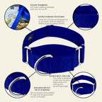 No-slip martingale collar side angle displaying mirror-like metal rings