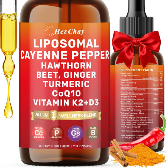 HevChay Liposomal Cayenne Pepper Drops front view bottle