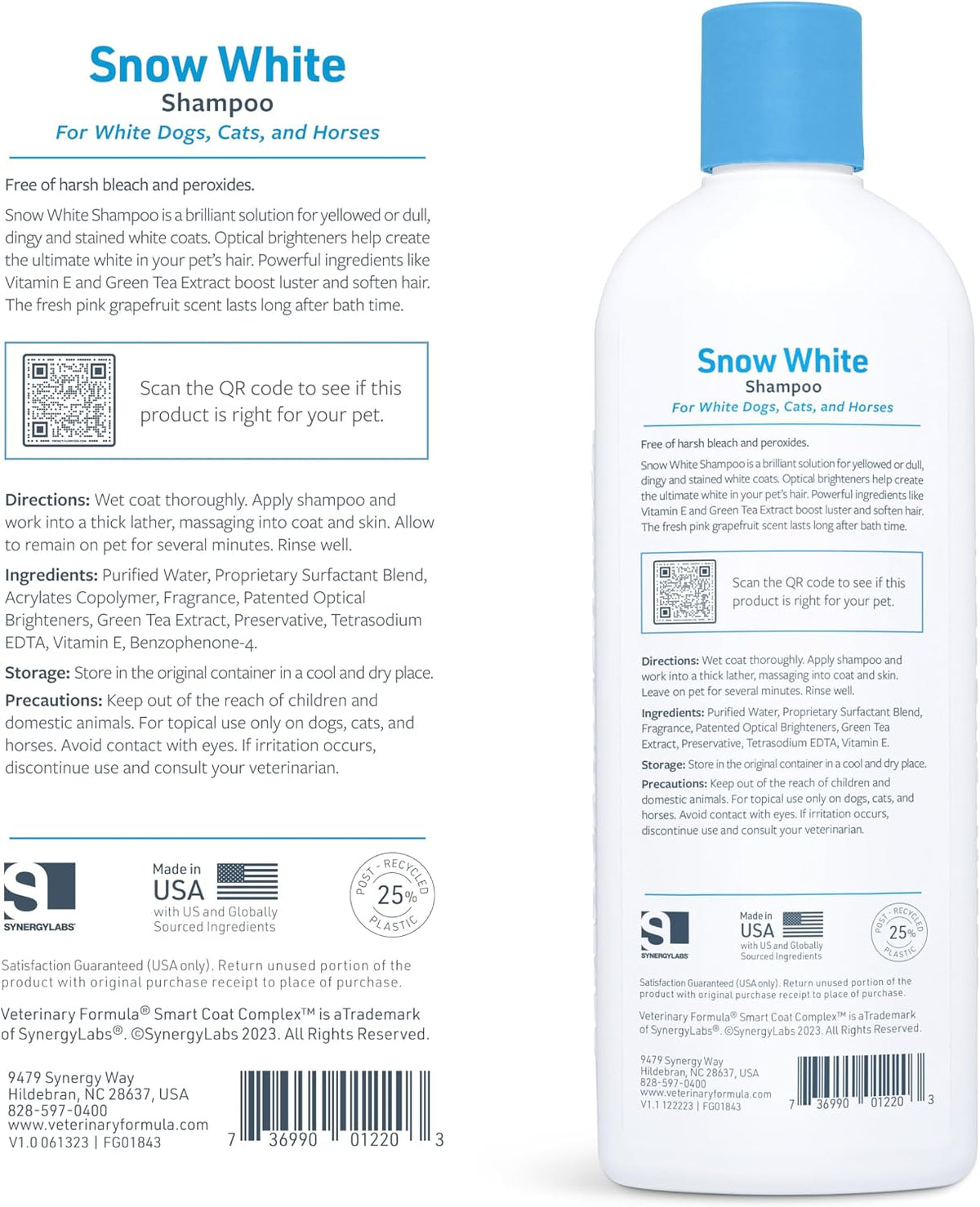 Veterinary Formula Snow White shampoo bottle cap detail